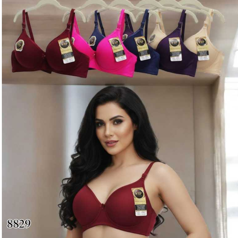 Bh Bra ไม่มีลวดลูกไม้ธรรมดา Cross Back Strap Cup A Heel 2 32 - 38 BH VIP 8822 8829