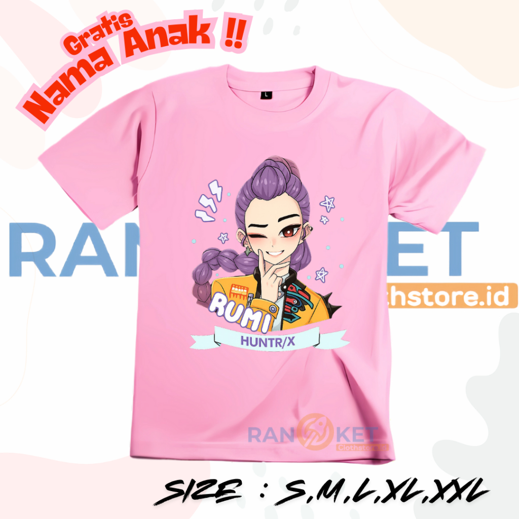Rumi K-pop Demon Hunters เสื้อยืดเด็ก | เสื้อผ้าเด็ก Rumi K-pop Demon Hunters ล่าสุดฟรี NAME