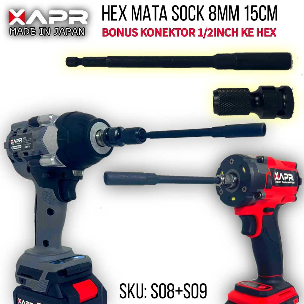 MATA APR JAPAN S08+ S09+ Hex Sock Bit ยาว 8 มม.สําหรับประแจผลกระทบอัตโนมัติซ้ายบริการ