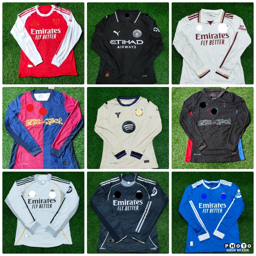 PLAYER ปัญหา ARSENALAL BRCA CHELSEA CITY LIVERPOOL MADRID MILANNN MU HOME AWAY 3RD JERSEY เสื้อฟุตบอลแขนยาว 2024/2025 2026 JUMBO XXL 2XL