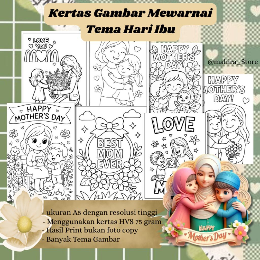 50 แผ่นของ HAPPY MOTHERS DAY THEME กระดาษสี/กระดาษ MTHERS DAY A5