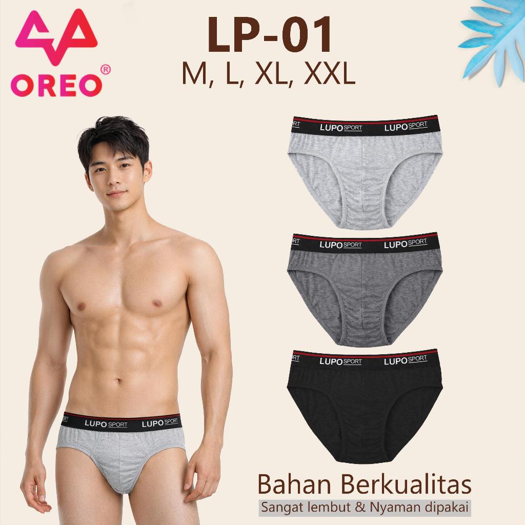 KATUN LUPO [12 ชิ้น] LP-01 MENS UNDERWEAR BRIEF TRIANGLE COTTON MISTY RUBBER SPORT