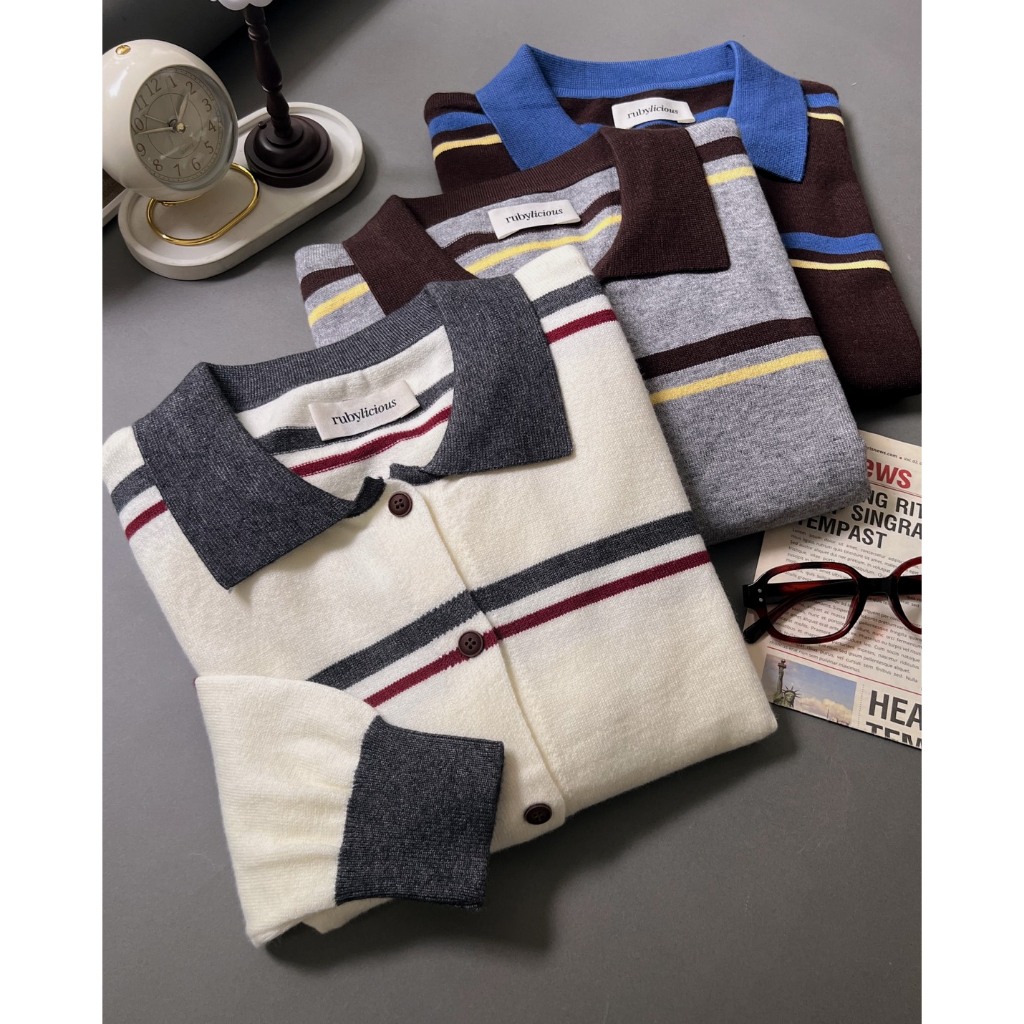 Myrubylicious MORELIA STRIPE CARDI CODE 26J | KNIT STRIPED CARDIGAN | CARDIGAN CASUAL