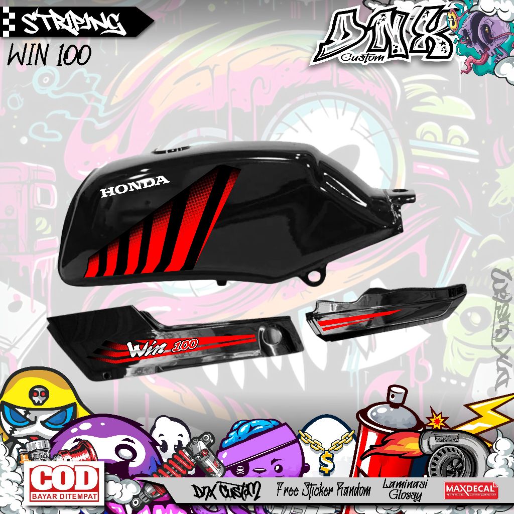 HONDA WIN 100 สติ๊กเกอร์หลากหลายแถบ ZEBRA WIN SS KD39 MOTIF