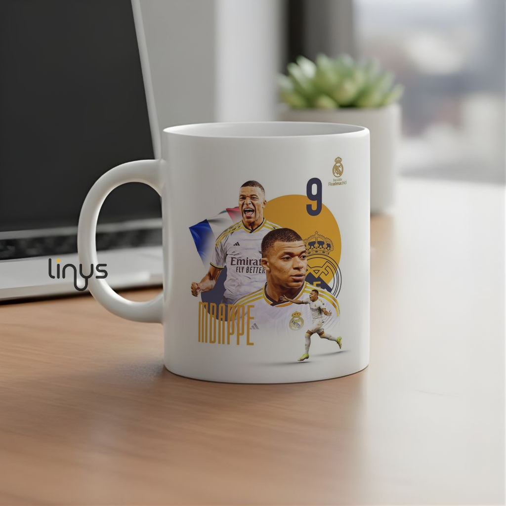 Kylian Mbappe Real Madrid FC Art แก้วมัคเบอร์ 9