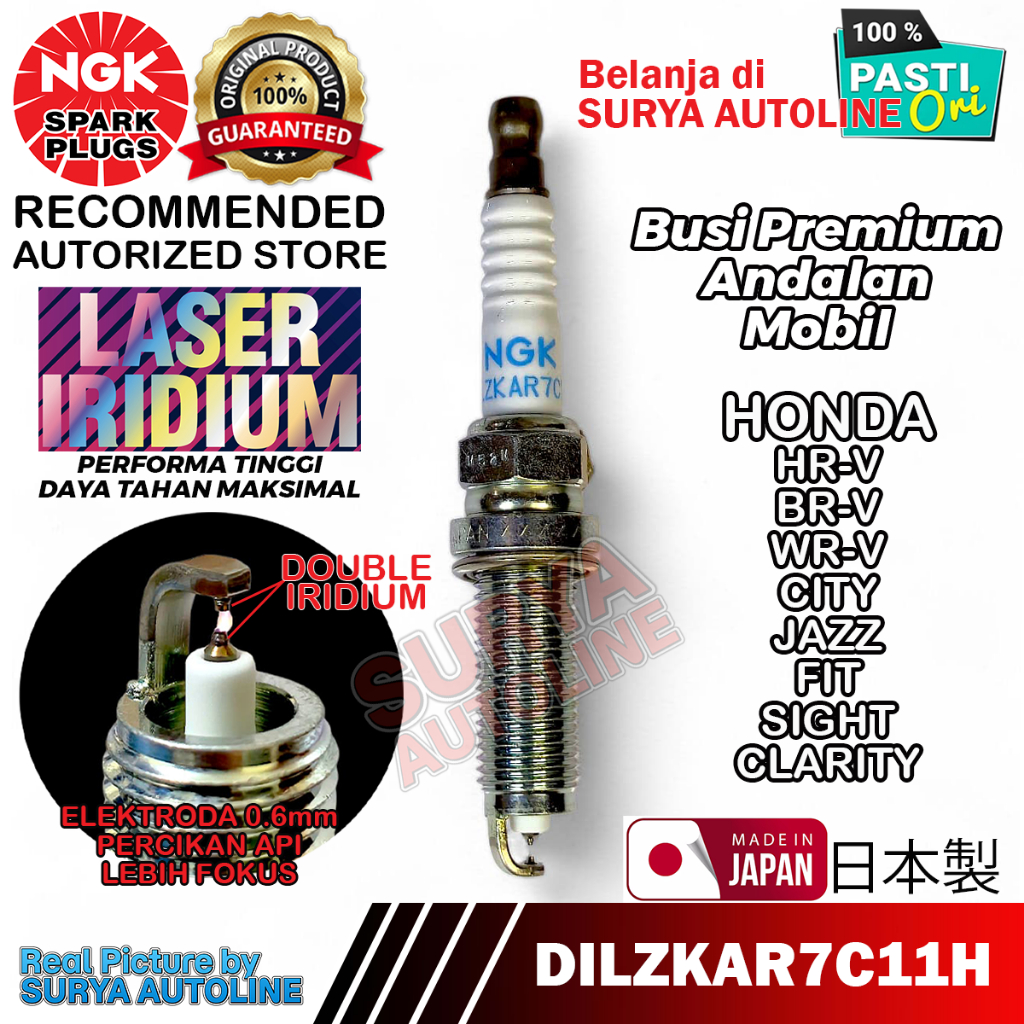 NGK ORIGINAL PREMIUM LASER IRIDIUM DILZKAR7C11H รถ SPARK PLUG สําหรับ HONDA HR-V BR-V WR-V CITY JAZZ