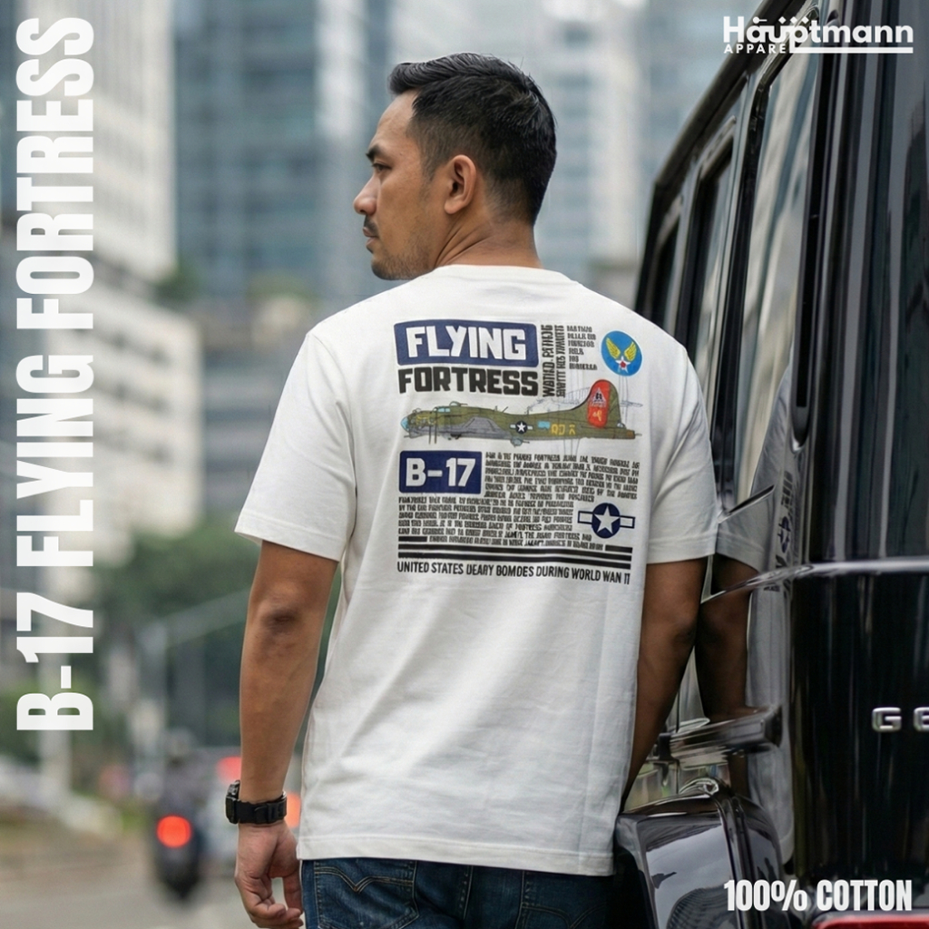 Hauptmann - เสื้อยืด Unisex - B-17 Flying Fortress - Bomber - WWII - Cotton 100% - พรีเมี่ยม - 036