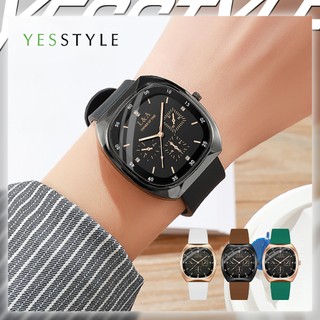 Yesstyle Jam Tangan Wanita Rubber Silicon Dial Kotak Analog Watch Fashion Style