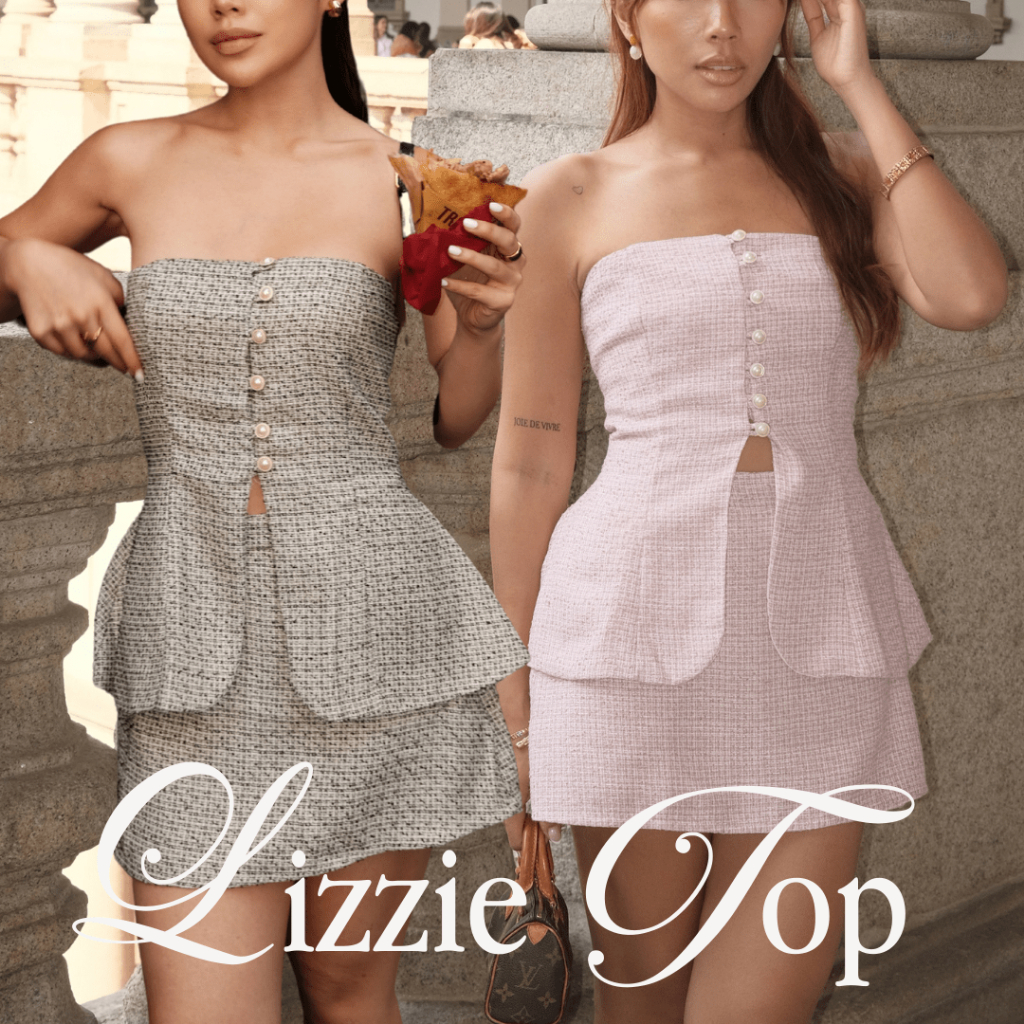 Shewearssugar - Lizzie Tweed Top | เสื้อผ้าผู้หญิง | เสื้อท็อปผู้หญิง | Coquette Top