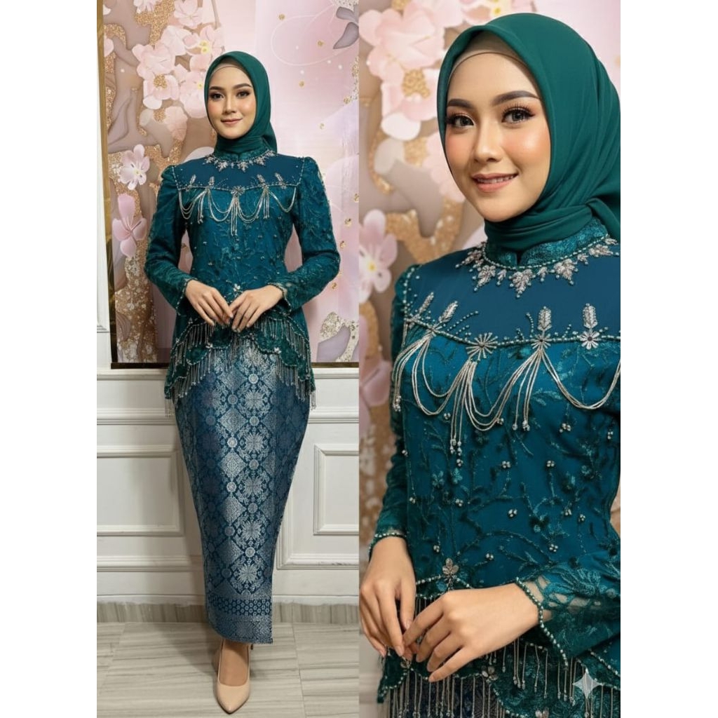 ฟรีฮิจาบ!!! เลื่อมเต็ม Ronce สร้อยคอ kebaya/ด้านบนและด้านล่าง rumbay rince kebaya/โมเดิร์นเลื่อม keb