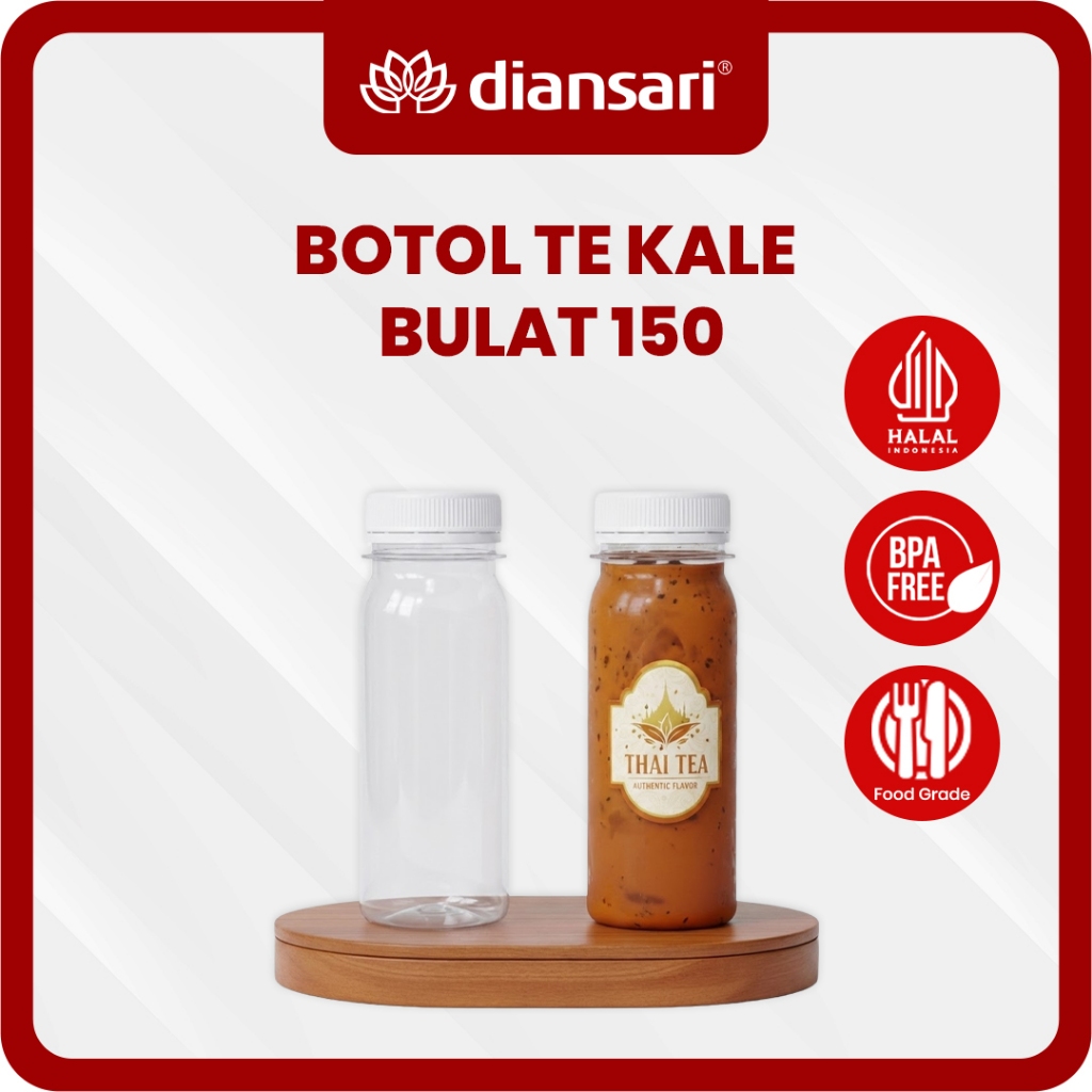 TE Kale Round Bottle 150 ml & 280 ml - ขวดน้ําพลาสติกแบบหนา 38 + Cap 150 & 280 ml - Diansari