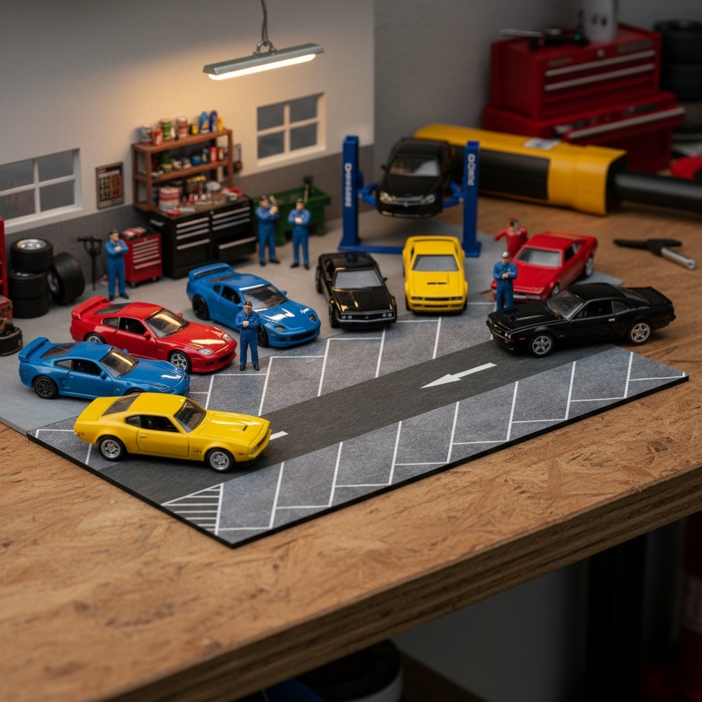 KRMK DIORAMA PARKING LOT PAD 1/64 STREET PARK สําหรับ Diecast PARKING