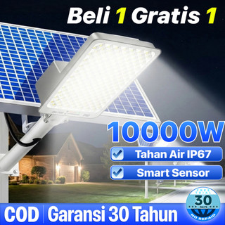 [Garansi 30 tahun]Lampu Tenaga Surya Outdoor Otomatis Nyala Jalan LED 10000W Tahan Air IP67 Lampu Luar Ruangan Tenaga Surya Tahan Air IP67 Papan Solar Panel Beli 1 Grati 1 Dapat Mengisi Daya Bahkan Saat Cuaca Mendung Smart Sensor Gratis Listrik Sepanjang