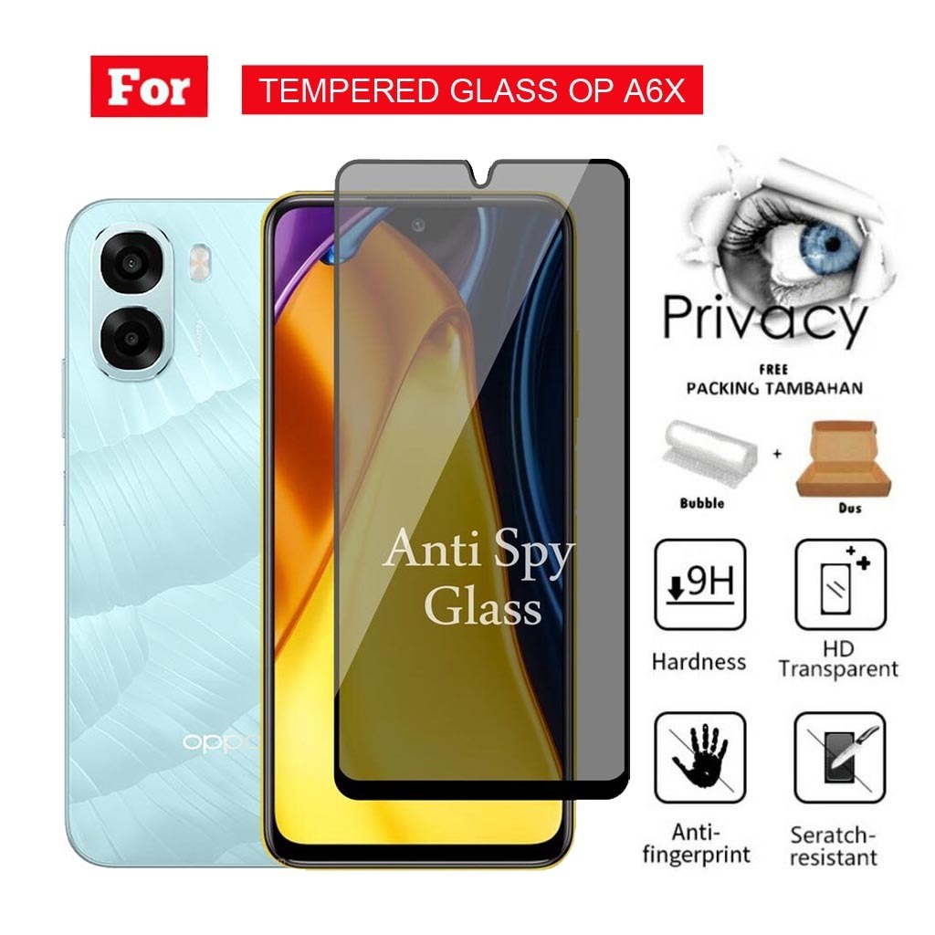 LAYAR กระจกนิรภัย Spy สําหรับ OPPO A6X 4G-5G - ตัวป้องกันหน้าจอ OPPO A6X - ฟิล์มกันรอยหน้าจอ HP สําห
