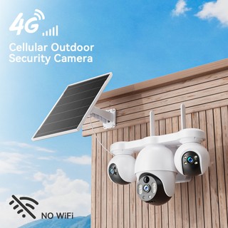 V380 MAX P19-L Kamera CCTV 3 Lensa 4G Surya 8MP PTZ Tanpa Kabel IP65 Outdoor Kamera CCTV Nirkabel 4G SIM 8MP Ultra HD CCTV Kamera