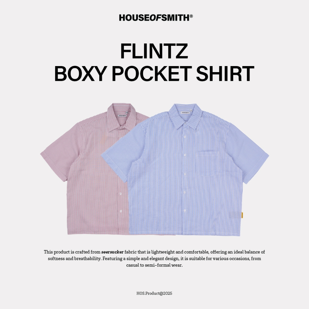 KEMEJA House of Smith Mens Boxy Shirt - Flintz Boxy Pocket Shirt - เสื้อเชิ้ต Boxy