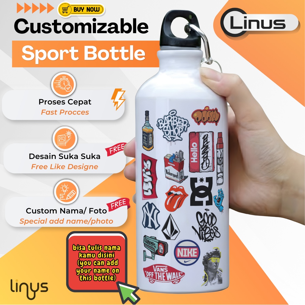 ขวดกีฬา สติกเกอร์โลโก้อินเทรนด์ Edition ขวด Tumbler ของขวัญคอลเลกชันของที่ระลึกสติกเกอร์โลโก้สุ่ม Ni