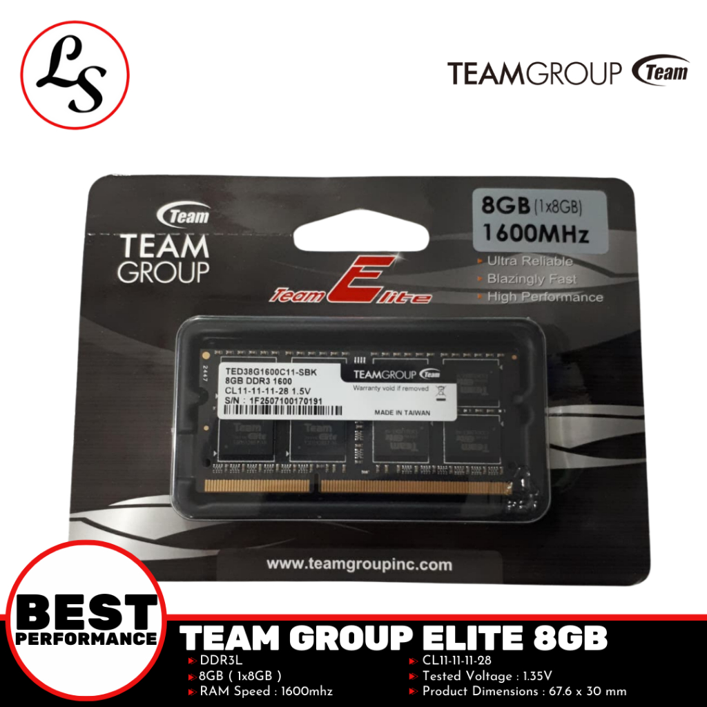 TEAM GROUP SODIMM Elite 8GB (1x8GB) DDR3L 1600mhz
