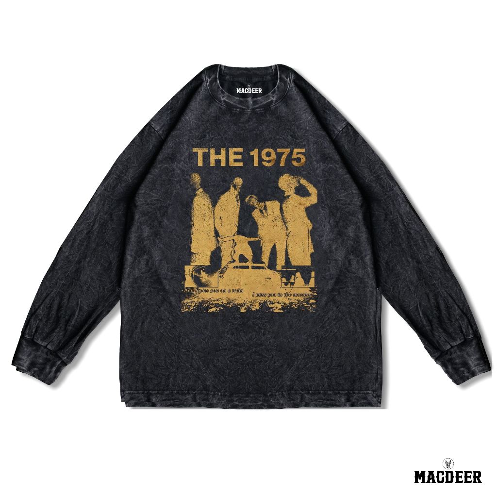 MACDEER เสื้อยืดวง 1975 Oversize แขนยาวล้างเสื้อยืดแขนยาว THE1975 1-12