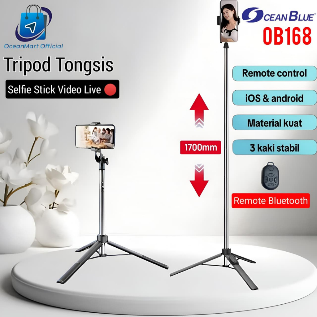 ขาตั้งกล้อง Content Creator Remote OB168 170 ซม.Gimbal Stabilizer 2 in 1 Selfie Stick 360° ไม้เซลฟี่