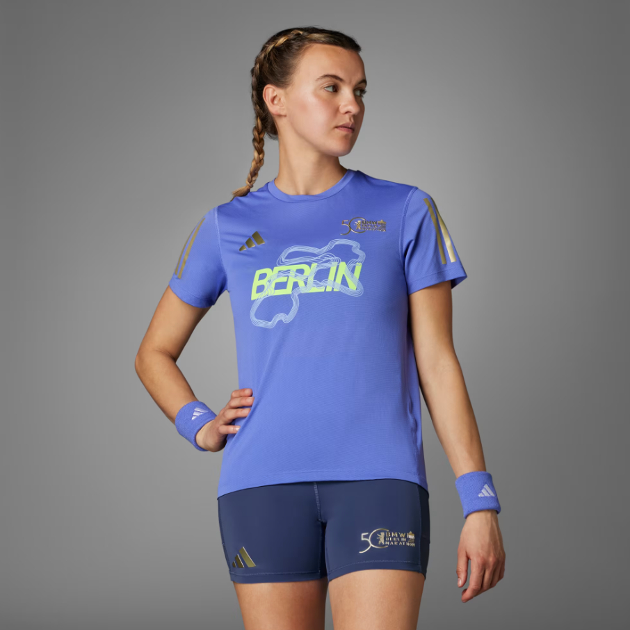 Adidas 50th BMW Berlin Marathon 2024 Finisher Aeroready แขนสั้นผู้หญิง Original ขี่จักรยาน Running G