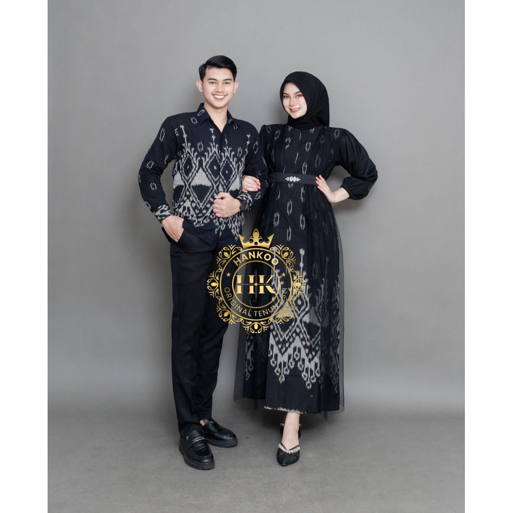 LUNA BLACK COUPLE WOVEN CLOTHES - COUPLE WOVEN CLOTHES - COUPLE WEDDING CLOTHES - COUPLE WOVEN CLOTH