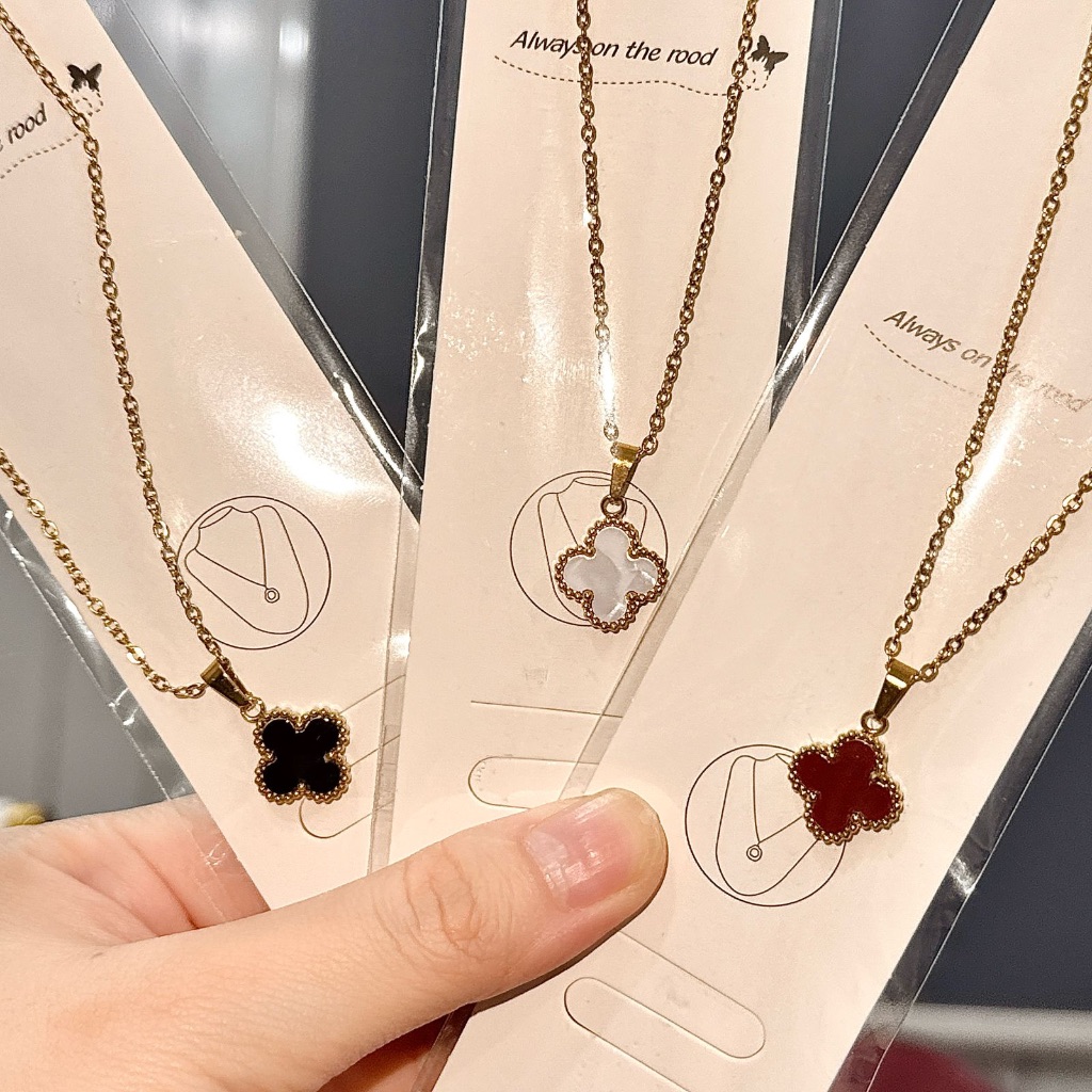 (K-27) Adornia - สร้อยคอไทเทเนียมผู้หญิง ทนสนิม โคลเวอร์ธรรมดา