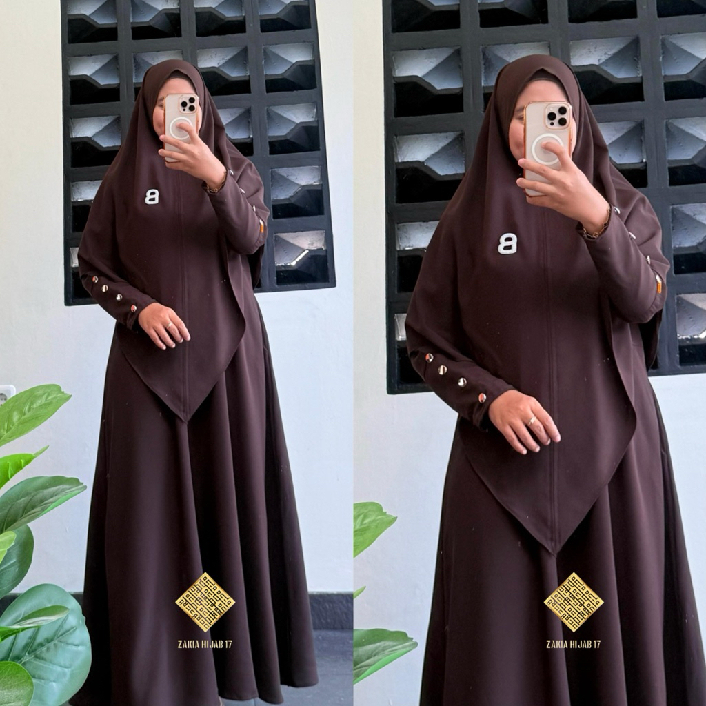 ล่าสุด Abaya Gamis Zakiah ชุด Syri Anti UV Elegant Plain รุ่นอิสลามศึกษาเสื้อผ้าชุด