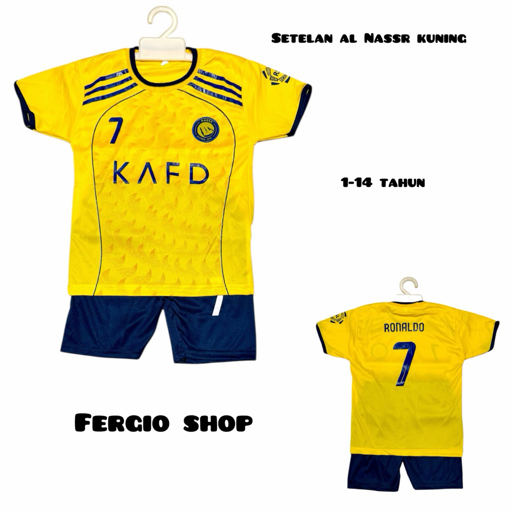 เสื้อฟุตบอลเด็ก Al Naassr/ เสื้อฟุตซอลเด็ก Al Nasr/เสื้อฟุตบอลเด็ก/ชุดฟุตบอลเด็ก