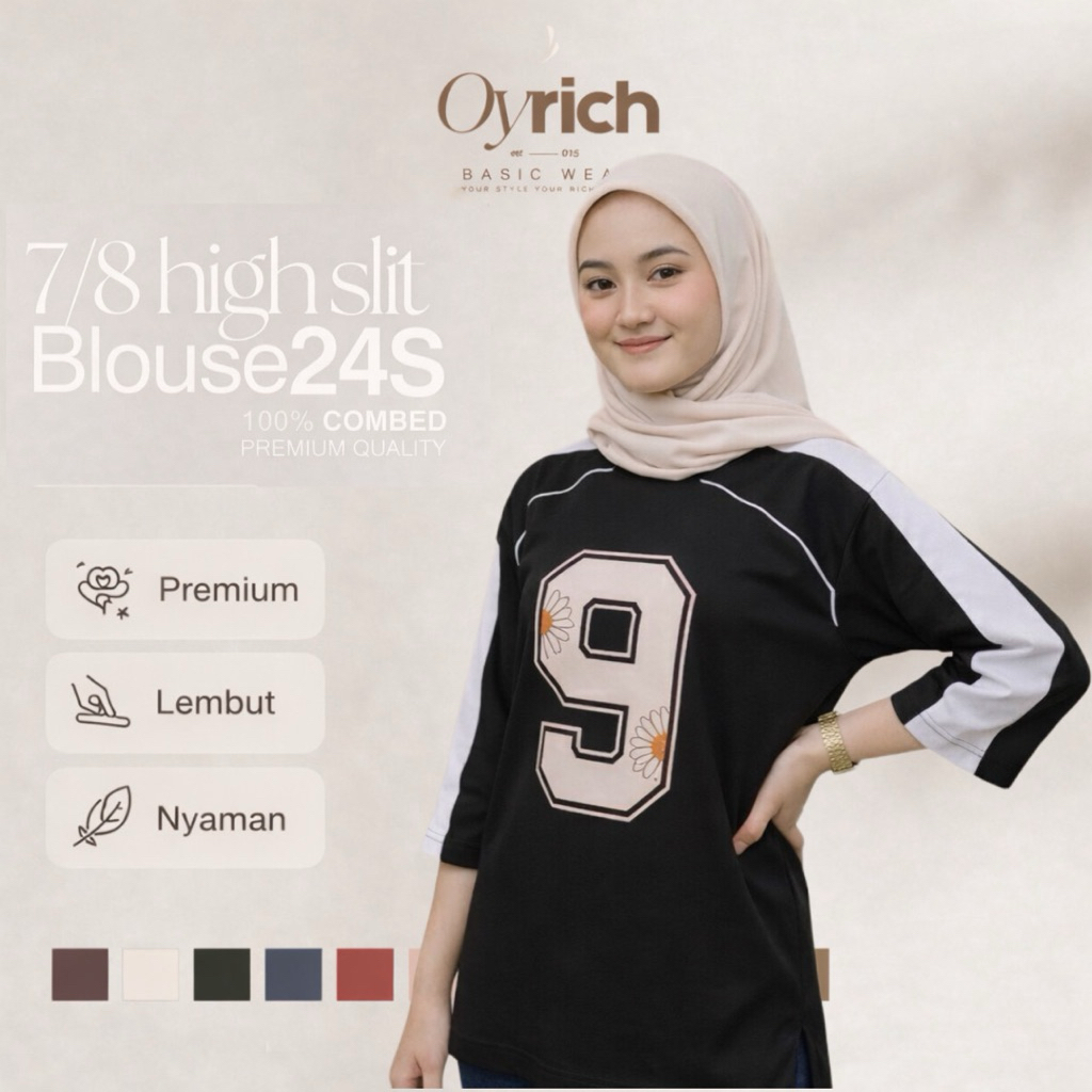Oyrich Womens Top Combine 7/8 Sleeve Shoulder list Variations and Unique Screen Printing Numbers 9