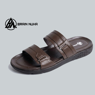 BRAINNUAHA - Sandal Kulit Pria Slip On Coklat 02 Series