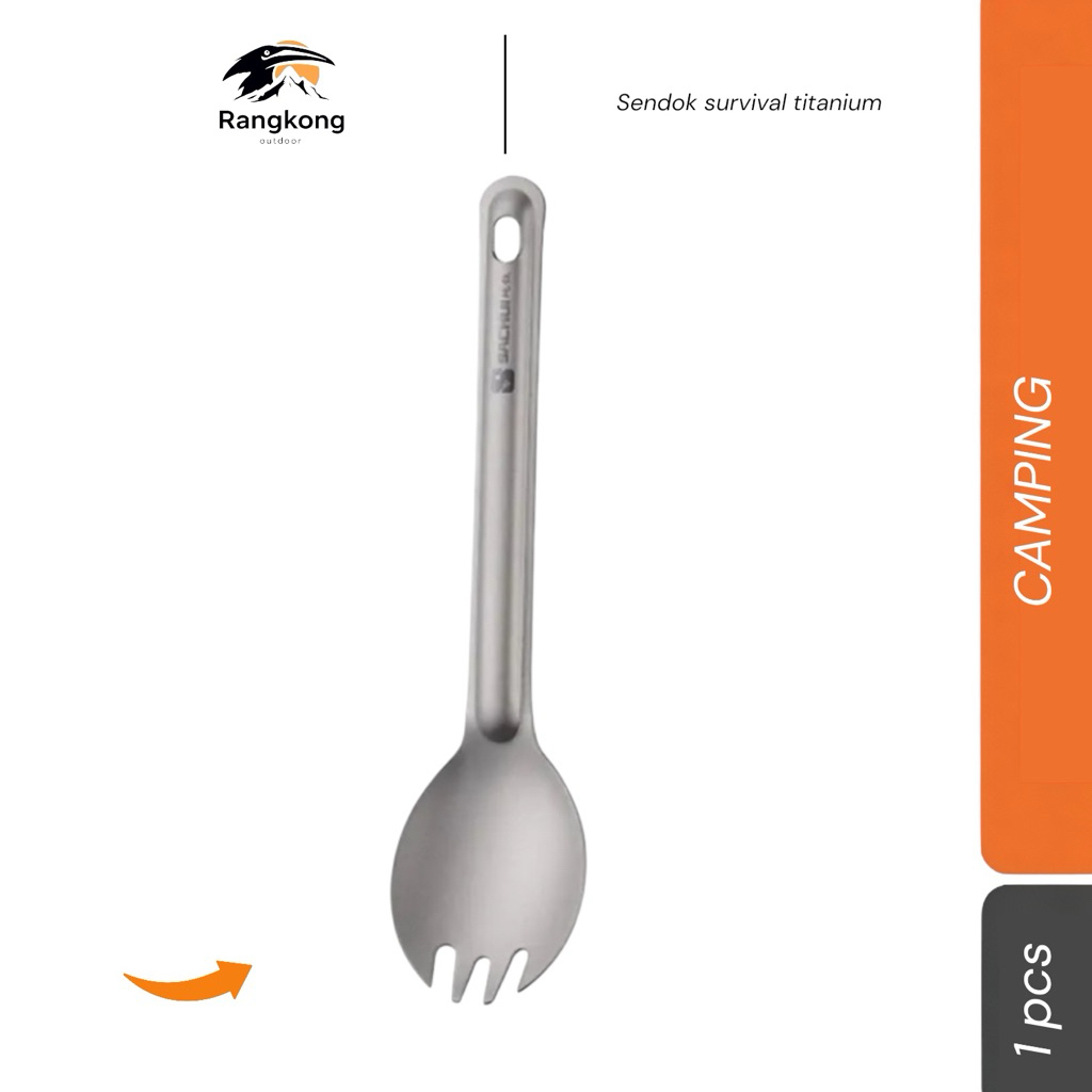 SACHII Spork Outdoor Camping Titanium Long Handle Cutlery - SC116 - สีเทา