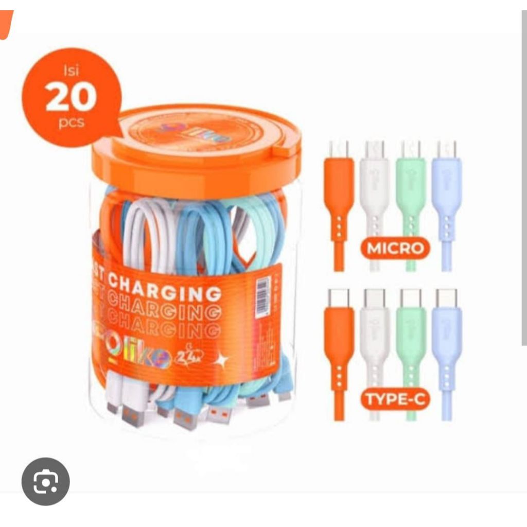 ขายปลีก OlyIKE DATA CABLE SERIES D306M D306C และ D306L 1 JAR CONTAINS 20PCS 2.4A FAST CHARGING