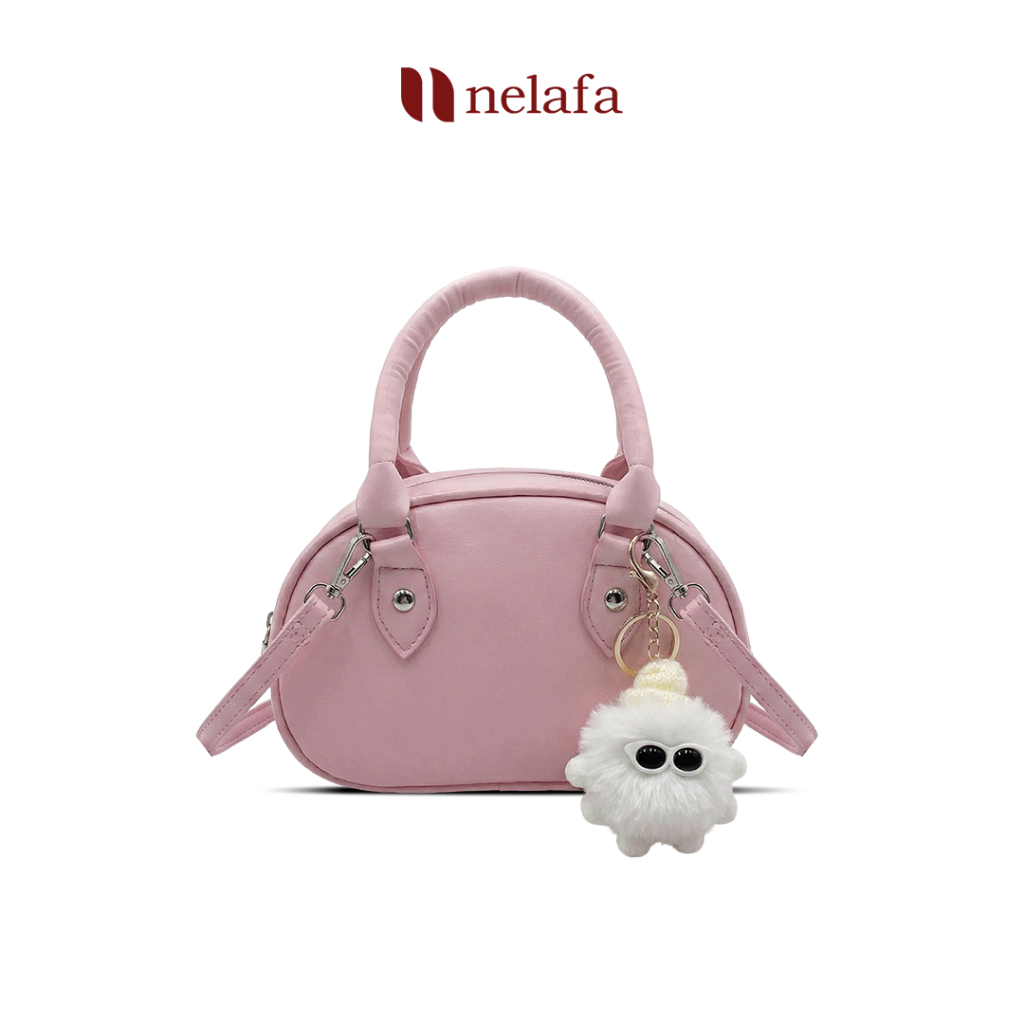 NELAFA Official - Claire Womens Synthetic Dusty Pink Black White Handle Bag Simple Daily Design