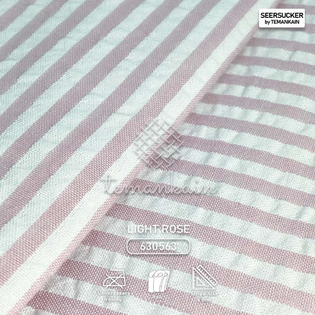 (50 CM) Striped Seersucker Fabric Medium Size I Fabric Material | ผ้าเมตร