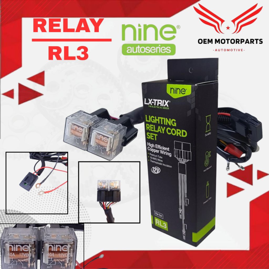 RELAY ชุด RL3 RL5 LUMINOS LED NINE CABLE รถรถจักรยานยนต์เลเซอร์ชุดไฟ 12V ORIGINAL LUMINOS