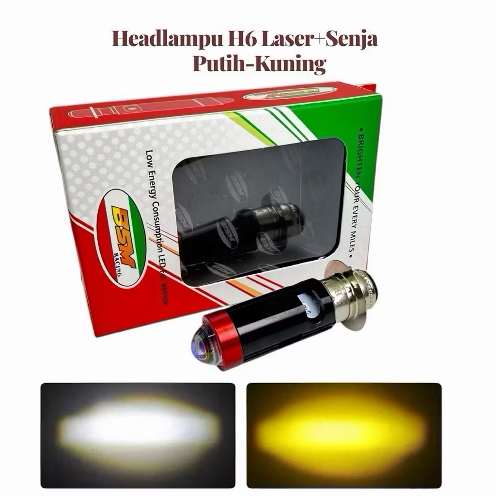 ไฟหน้าเป็ดไฟหน้า H6-dd142 BSM Laser ACDC Hi-Low Dusk LED Super Bright White Yellow Universal