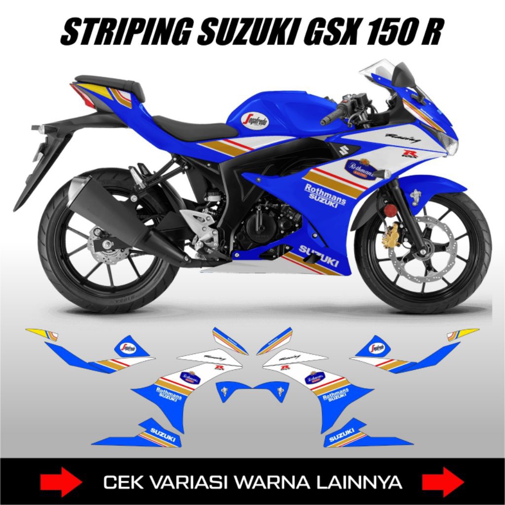 Suzuki GSX 150R เครื่องแต่งกาย Rothmans Striping สติกเกอร์ / สติกเกอร์รูปลอก Variation Gsx 150r / รถ