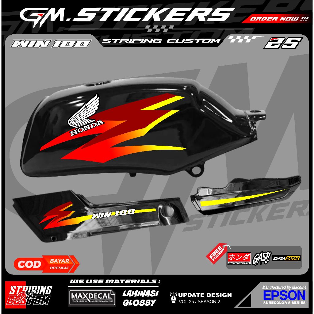 HONDA WIN 100 K56 สติ๊กเกอร์หลากหลายแถบ