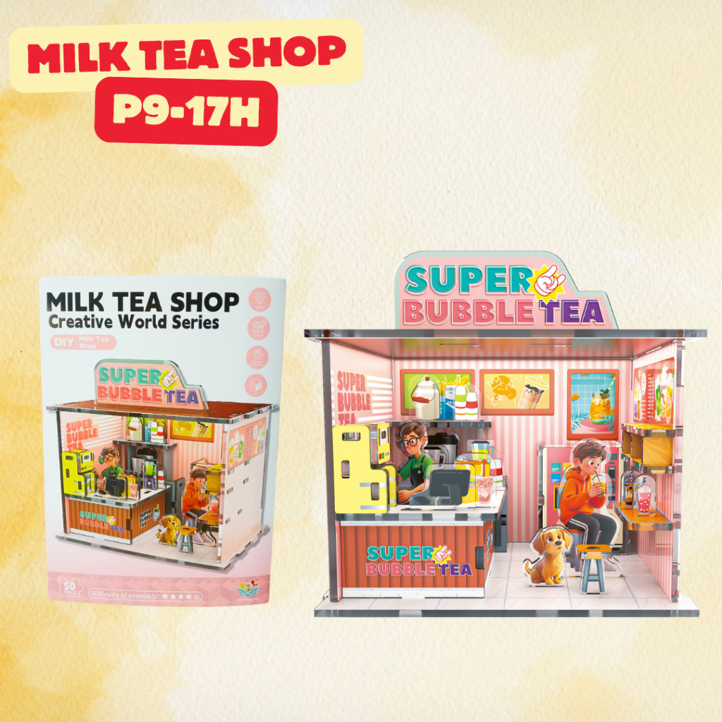 DIY BUILDING BLOCK 3D PUZZLE ACRYLIC BUBBLE TEA SHOP P9-17H