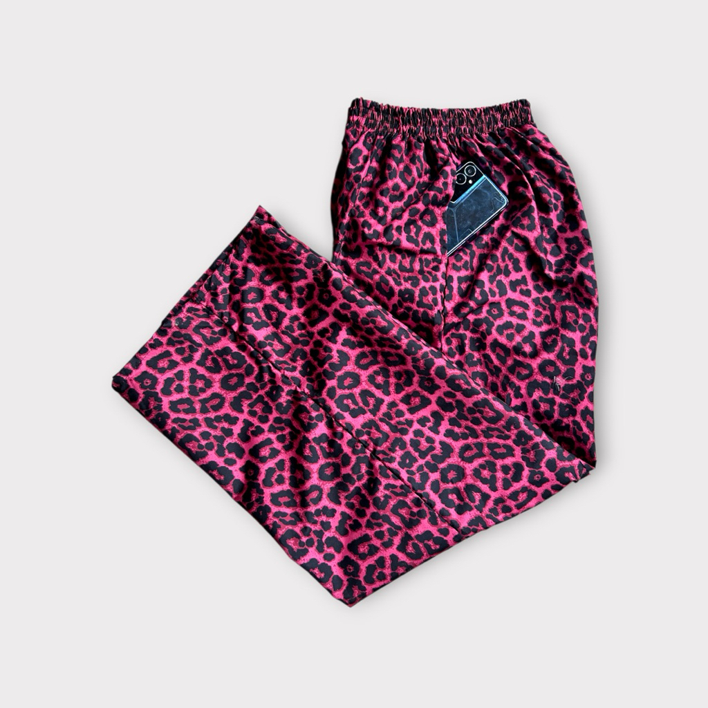 Magenta Leopard Gomrong Pants/Culottes/Birkila Leopard Long Pants Unisex ผู้ชายผู้หญิง