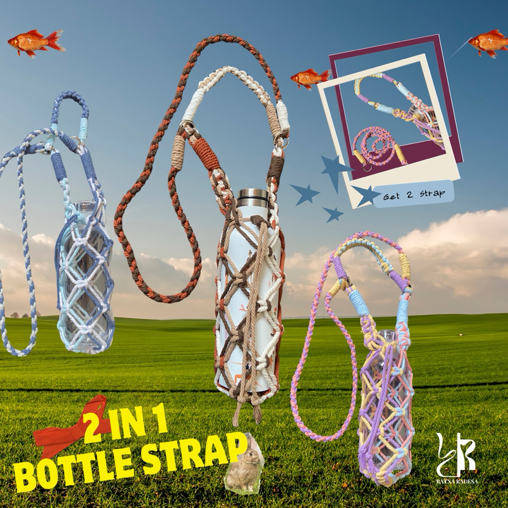 2in1 Bottle Strap Macrame handmade by RANNA RADESA (รับสายยาว 2 เส้น สั้น ถอดติดได้) ตอน 2