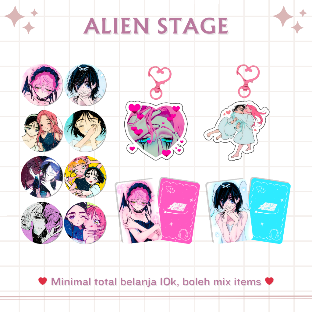 GANTUNGAN ALIEN STAGE MIZI SUA MERCH | ALSNT ALIENSTAGE | พวงกุญแจอะคริลิค | หมุดแวววาว | โฟโต้การ์ด