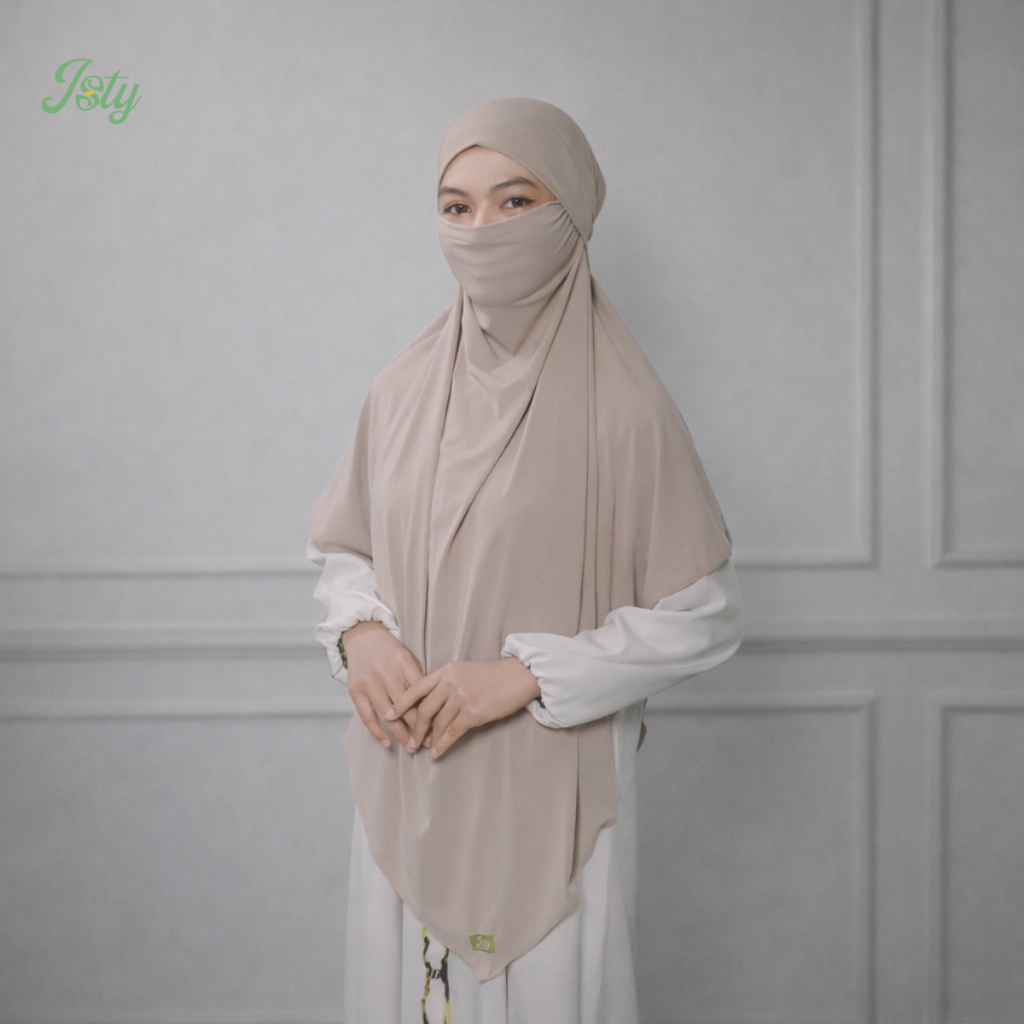 ISTY Hijab Official - Nadia French Khimar Instant Syari Jumbo Non Ped 4 in 1 Jersey Premium Hijab Ha