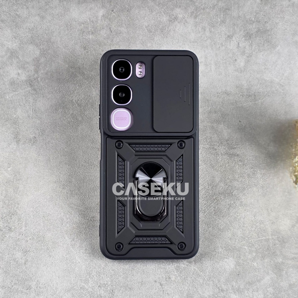 Vivo Y21D Vivo Y19S Vivo Y19S Pro Armor Slide Protect Camera Case Robot + RingStand Case Black Vivo 