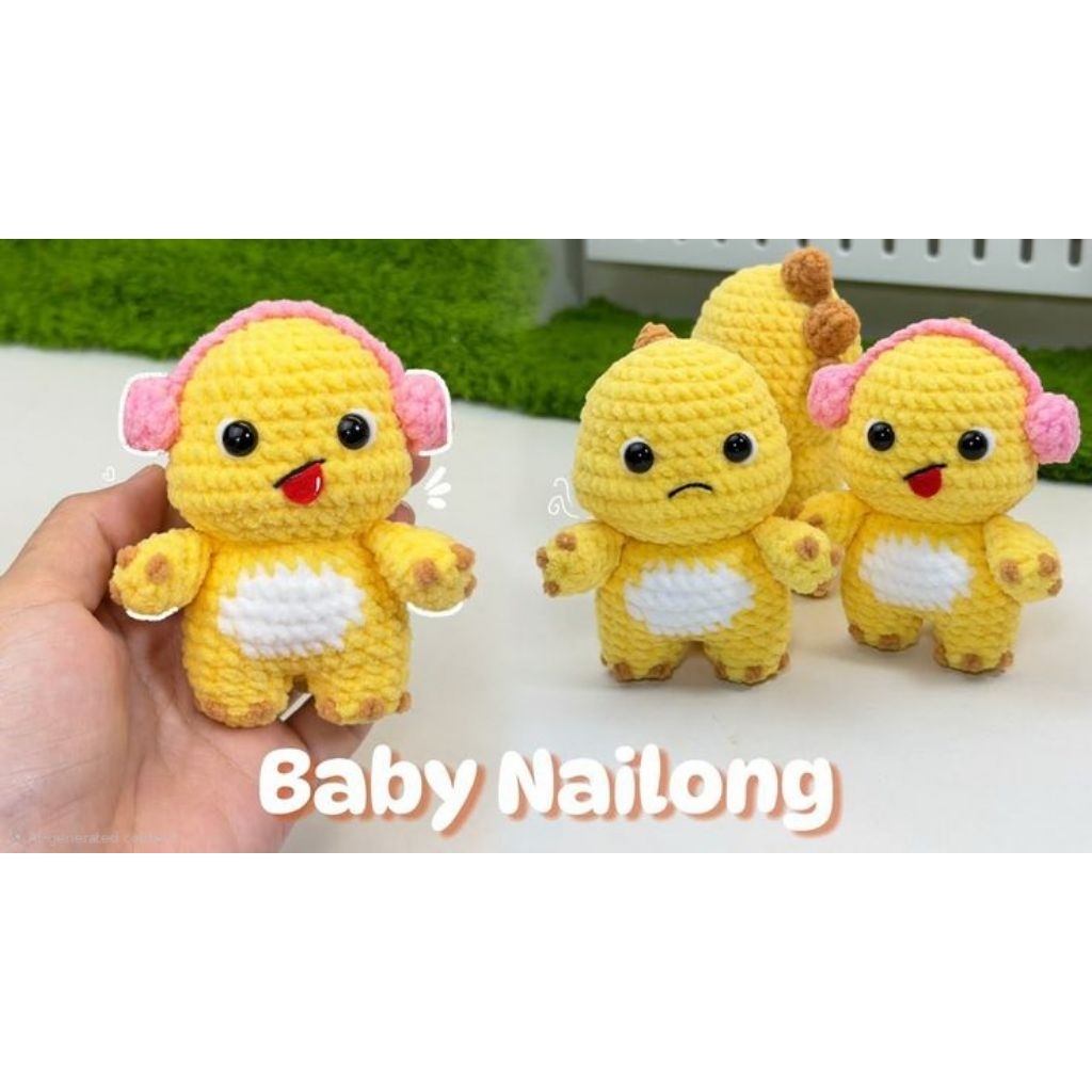 กระเป๋าพวงกุญแจถัก Littlecrochety baby nailong diamond bi yellow Nailong