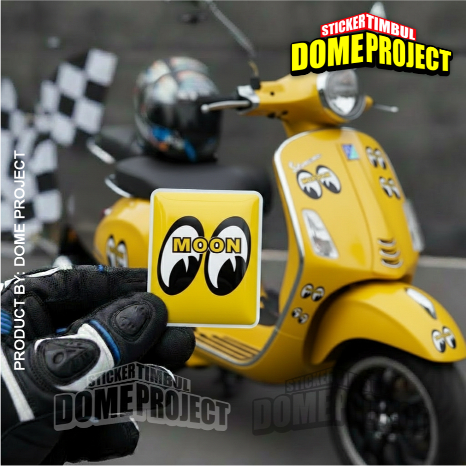 สีเหลือง MOONEYES TIE STICKER พร้อม RAISED VESPA TIE EMBLEM FLEXIBLE