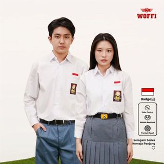 Seragam SMA Woffi Kemeja Panjang Badge Putih Bendera