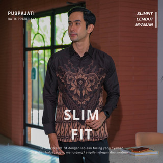 Batik Mahogany Pria Premium Lengan Panjang Slimfit Full Furing Halus Motif Puspajati