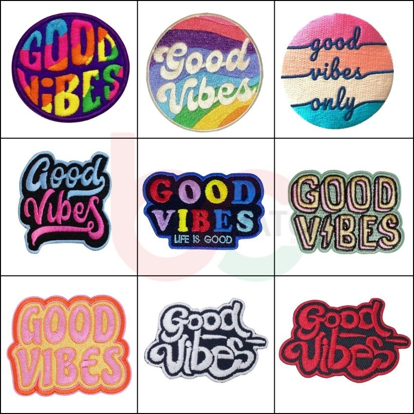 BCP VOL-02 GOOD VIBES เฉพาะโลโก้ PATCH คอมพิวเตอร์ EMBROIDERY BADGE COLLECTION สีเต็ม 7-8 ซม.